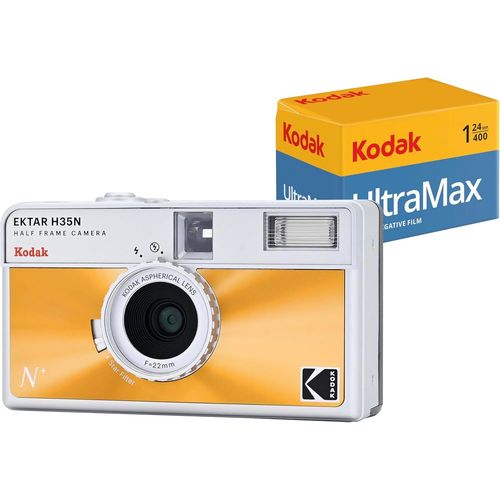 CLICKSELL-Ektar H35N Appareil Photo Semi-Format Avec Pellicule Enroulable Ultramax 24Exp Orange