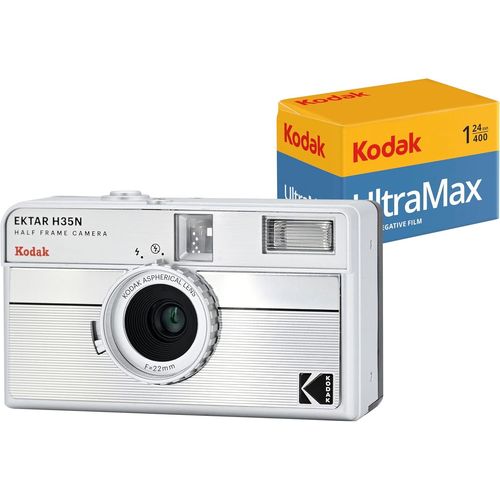 CLICKSELL-Ektar H35N - Pack Appareil Photo Demi-Cadre Avec Film Ultramax 400/24Exp 35 Mm (Rayures Argentes)
