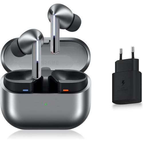 CLICKSELL-Galaxy Buds3 Pro, couteurs Sans Fil, Rduction Active De Bruit, Bluetooth, Argent, Audio 360, Galaxy Ai, Chargeur Secteur Inclus, (Version Fr) [Exclusivit ]