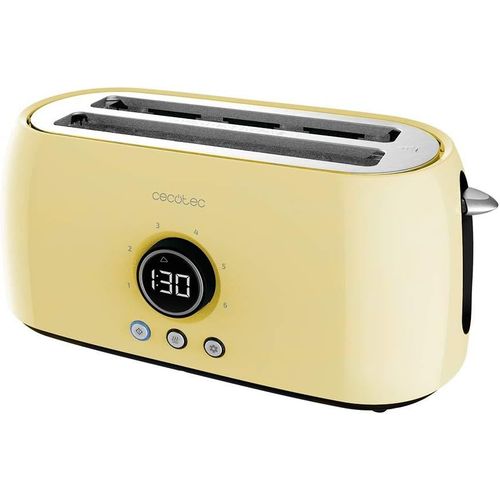 CLICKSELL-Grille-Pain Digital Classictoast 15000 Jaune Extra Double 1500 W, 2 Fentes Longues Extra Larges Pour 4 Toasts, cran Numrique, 3 Fonctions, Tiges Suprieures, Design Rtro En Jaune