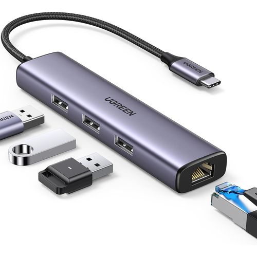 CLICKSELL-Hub Usb C Ethernet Gigabit Rj45 1000Mbps Avec 3 Ports 5Gbps Compatible Avec Iphone 16 Plus Pro Max 15 Macbook Ipad Air 2024 Surface Xps Galaxy S24