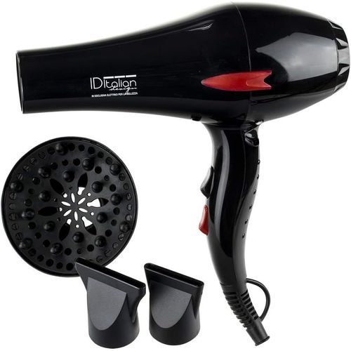 Clicksell-Id Italian Design | Seche Cheveux Avec Diffuseur Professionnel 3 Modes De Chaleur Et 2 Vitesses, De Couleur Noire - 2200w