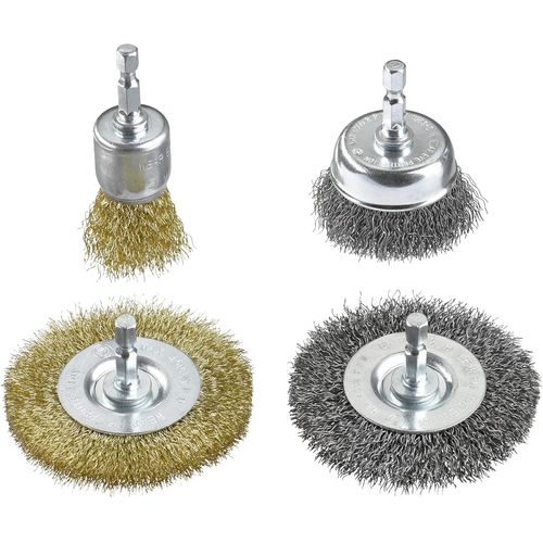 Clicksell-Jeu De Brosses Mtalliques Pour Perceuses  Attachement E 6.3 En Fil De Laiton Et Fil D'acier