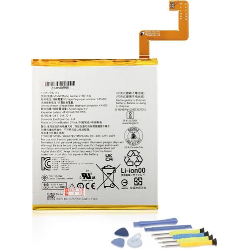 CLICKSELL-L18D1P32 Tablet Batterie Pour Lenovo Smart Tab M10 Hd Tb-X505F Tb-X505L Tb-X605Lc Tb-X505X Tb-X605F Tb-X605Fc Tb-X605L Tb-X605M Tb-X605C Laptop Integrated Li-Polymer Battery With Tool Kits