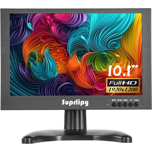 CLICKSELL-Mini Moniteur Hdmi 10,1 Pouces 1920X1200 Ips Botier En Mtal cran Lcd Prend En Charge L'Entre Hdmi/Vga/Av/Bnc Avec Tlcommande Haut-Parleurs Intgrs Pour Camra De Scurit Pc Raspi