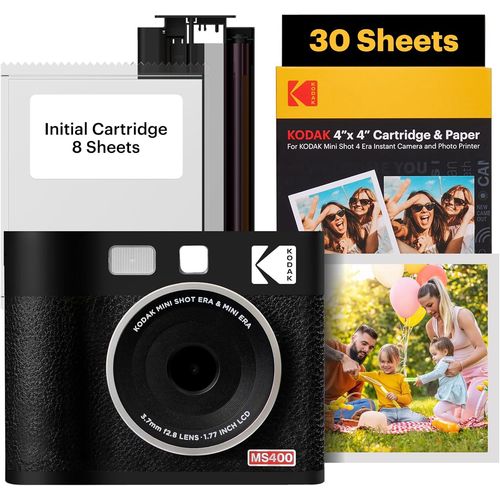 CLICKSELL-Mini Shot 4 Era 4Pass 2-In-1 Appareil Photo Instantan Et Imprimante Photo Portable (10X10Cm) (Appareil Photo + 68 Feuilles (8 Feuilles Initiales + Paquet De 60 Feuilles), Jaune)