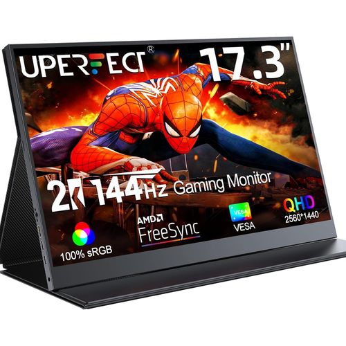 CLICKSELL-Portable Monitor 17.3 Pouces 2K, Moniteur Portable 144Hz, 100% Srgb Ips Ecran Externe Mobile Avec Hdmi/Type-C/Usb-C, Moniteur De Jeux Pour Laptop/Pc/Console De Jeux/Phone, Compatible Vesa