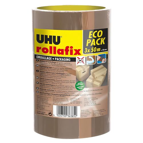 Clicksell-Rollafix - Rubans Adhsif D'emballage Brun, Lot 3 Rubans 50m X 50mm