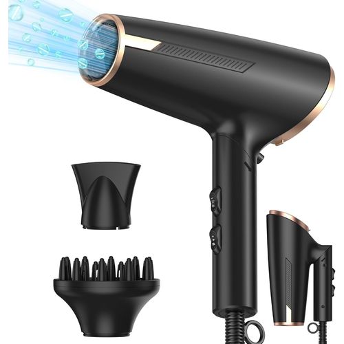 Clicksell-Sche Cheveux 1800w Sche-Cheveux Pliable Avec Diffuseur Seche Cheveux De Voyage Schage Rapide Avec Accessoires Diffuseur Pour Boucles, Noir