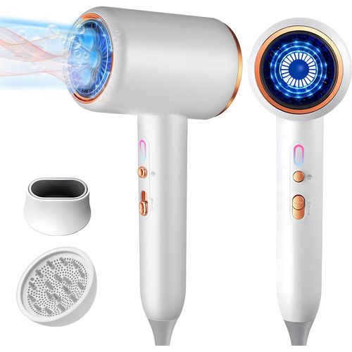 Clicksell-Sche Cheveux Ionique 2400w,Salon Sche-Cheveux Avec Bouton Chaud/Froid,3 Rglages De Temprature,Hair Dryer Avec Diffuseur Et Buse De Coiffage,Super Silencieux Pour La Famille(Blanc)