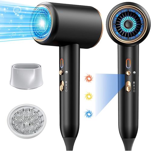 Clicksell-Sche Cheveux Ionique Avec Diffuseur-Buse Concentratrice | Moteur Turbo Ultra-Silencieux De 2400w | 3 Niveaux De Chaleur-3 Vitesses | Chauffage Rapide-Temprature Constante(Noir)