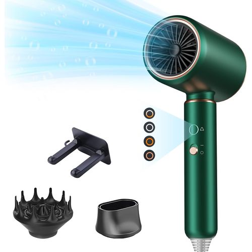 Clicksell-Sche-Cheveux Ionique Professionnel, 2200w Schage Rapide, 4 Modes Rglables, Seche Cheveux Ionique, Protection Contre La Surchauffe, Accessoires Diffuseur Boucle Et Buses (Vert)