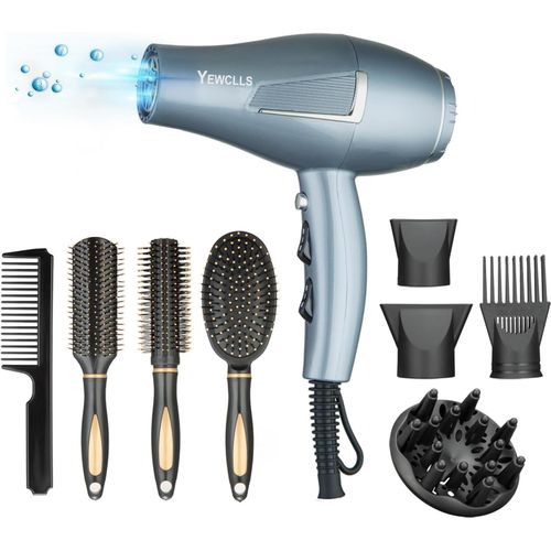 Clicksell-Sche-Cheveux Ionique Salon De Schage Rapide 2100w Sche-Cheveux Professionnel 2 Concentrateur 4 Peignes 1 Diffuseur Salon Familial Sche-Cheveux  Friser Avec Bouton Froid (Gris Argent)