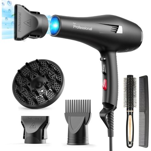 Clicksell-Sche-Cheveux Professionnel Ionique Schoir Seche Cheveux Voyage 1 Diffuseur 2 Buse De Coiffure 3 Chauffe-2,5 Mtres De Cble, Vision Convient Pour Les Familles Et Les Salons (Noir Clair)