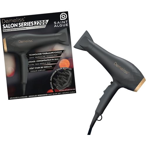 Clicksell-Sche-Cheveux Professionnel Salon Series 2200 - Tourmaline Ionique - Anti-Frisottis - 2 Vitesses, 3 Tempratures - Moteur Ac Puissant - Diffuseur + Concentrateur - Saint Algue