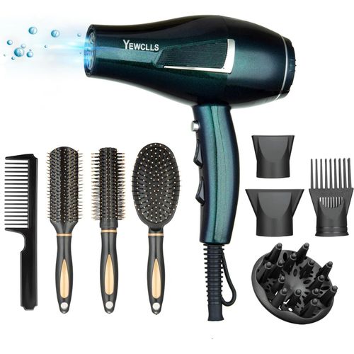 Clicksell-Sche-Cheveux Sche-Cheveux Ionique Salon De Schage Rapide 2100w Sche-Cheveux Professionnel 2 Concentrateur 4 Peignes 1 Diffuseur Salon Familial Sche-Cheveux  Friser Avec Bouton Froid (Vert)