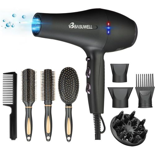 CLICKSELL-Sche-Cheveux Sche-Cheveux Professionnel Ion 2400 W Sche-Cheveux 3 Chauffage 2 Vitesses Sche-Linge Infrarouge Lointain Moteur Ac  Faible Bruit Avec Diffuseur De Sche-Cheveux (Noir Mat)