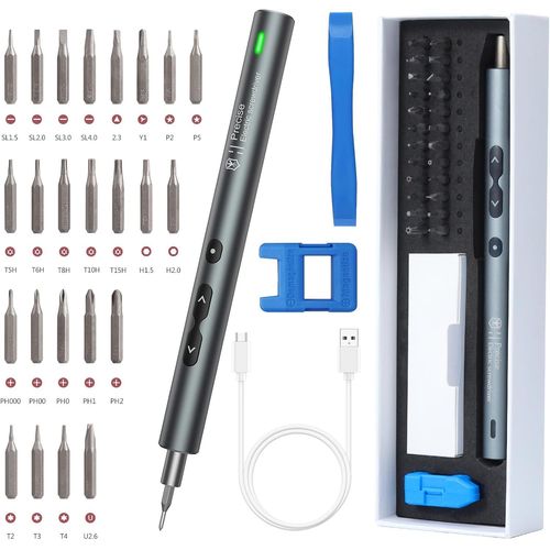 Clicksell-Tournevis De Prcision Magntique, Kit Tournevis lectrique Sans Fil 28 En 1, Mini Visseuse De Precision Avec 24 Embouts S2, Avec Lumire Led, Chargement De Type-C