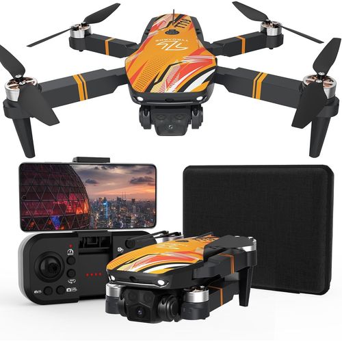 Clicksell-Tt19 Mini Drone Avec Camra Pour Dbutants, Camra 4k Hd, 270 vitement D'obstacles Niveau 3 Rsistance Au Vent, Drones Pour Enfants Quadcopter Pliable Jouet Cadeau, Orange