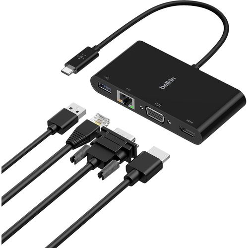 CLICKSELL-Usb-C Multimedia Adapter (Gbe, Hdmi, Vga, Usb-A), Blk