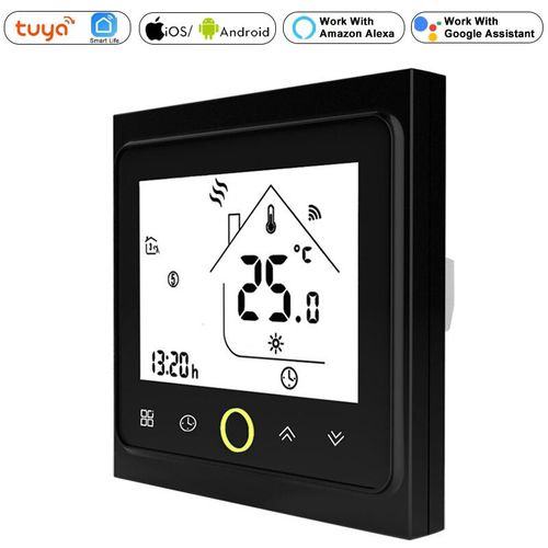 Climatiseur central intelligent WiFi,tuyaux,thermostat,ventilo-convecteur  3 vitesses,voix sans fil,Tuya,rgulateur de temprature Alexa - Type Black #A