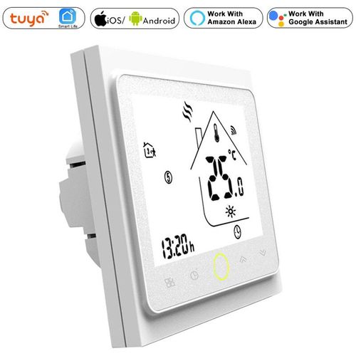 Climatiseur central intelligent WiFi,tuyaux,thermostat,ventilo-convecteur  3 vitesses,voix sans fil,Tuya,rgulateur de temprature Alexa - Type White #A