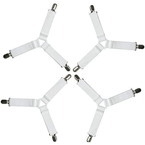 Clip De Support D'angle De Lit Triangulaire 4 Pices (Noir) Attache De Drap De Lit Clip De Couverture De Matelas Drap De Lit Robuste Bande lastique Rglable 4pcs