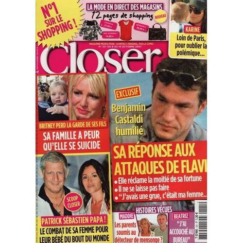 Closer / 08-10-2007  N 121 : Britney Spears (2p) - Aurlien Wiik (3/4p) - Karine Ferri (1p) - Mel Gibson (1p) - Lindsay Lohan (1p) - Julia Roberts (1p)