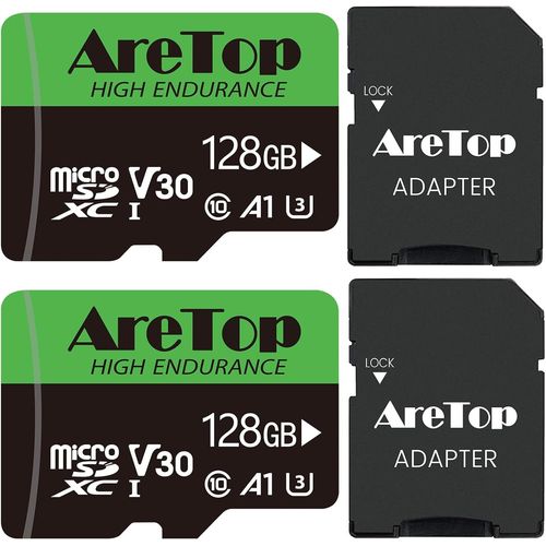 CLOUDDS_Carte Micro Sd 128Go,Carte Sd Lot De 2,Sdxc,U3,V30,C10,Uhs-I,Carte Mmoire Avec Adaptateur Pour Tablette/Drone/Dash Cam/Camera/Phone/Nintendo-Switch/PcLecture Maximale 100 Mo/S