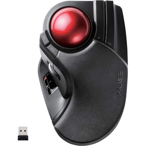 CLOUDDS_Grande Souris Trackball,Sans Fil 2,4 Ghz,Contrle Des Doigts,Fonction 8 Boutons,Repose-Poignet Attach,Boule Rouge Lisse De 52 Mm,Windows11,Macos(M-Ht1Drbk)