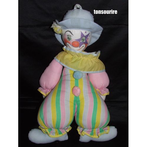 CLOWN PELUCHE DOUDOU VINTAGE TONS PASTEL 50 CM | Rakuten
