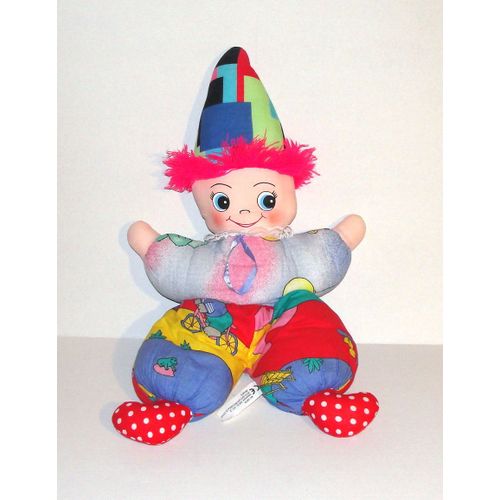 Clown Visage Reversible Ancien Siplec Peluche Doudou Poupe De Chiffon Clown 36 Cm