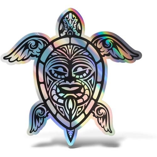 Cm 35 - Olografico - Autocollant Holographique 35 Cm Tortue Tribal Sticker Imprim Pour Voiture, Moto, Mur, Pare-Chocs, Ordinateur Portable, Coffre De Vlo