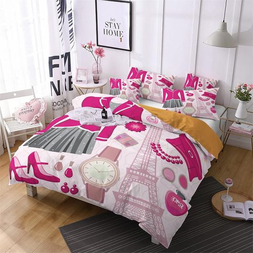 Cm X Cm Housse De Couette Polyester Coton Housse De Couette Personnes Tour Eiffel Paris Parure Lit Impression D Avec Taies D'oreiller X Cm