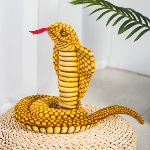 Cobra Python En Peluche, Poupe Serpent Enroule Cobra Jaune - Environ 95-110 Cm, 0,22 Kg