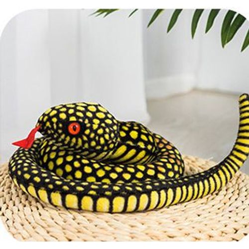 Cobra Python En Peluche, Poupe Serpent Enroule Serpent Enroul Noir Et Jaune - Environ 95-110 Cm, 0,22 Kg