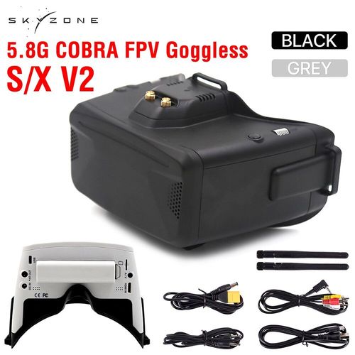 Cobra X V2 Noir - Lunettes Vido S X V2 Fpv Pour Drone Fpv, 800x480, 4,3 Pouces, 1280x720, 5.8g, 48ch, Rcepteur, Tte Tracker Dvr