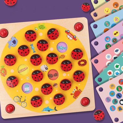 Coccinelle En Bois Pour Enfants, Jeu De Mmoire, Jeu D'checs, Capacit Cognitive, Jouets D'apprentissage, Puzzle, Jouet ducatif Prcoce, Cadeaux Pour Enfants