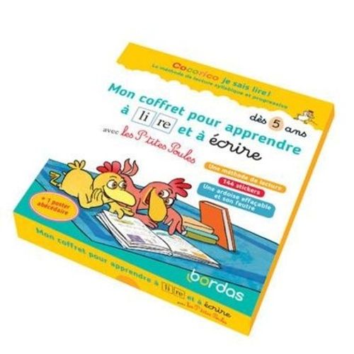 Mon Coffret Pour Apprendre  Lire Et  crire Avec Les P'tites Poules - Avec Une Mthode De Lecture, 144 Stickers, Une Ardoise Effaable Et Son Feutre Et 1 Poster Abcdaire   de marie-christine olivier  Format Coffret 