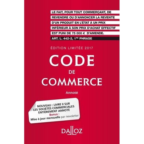 Code De Commerce 2017    Format Beau livre 