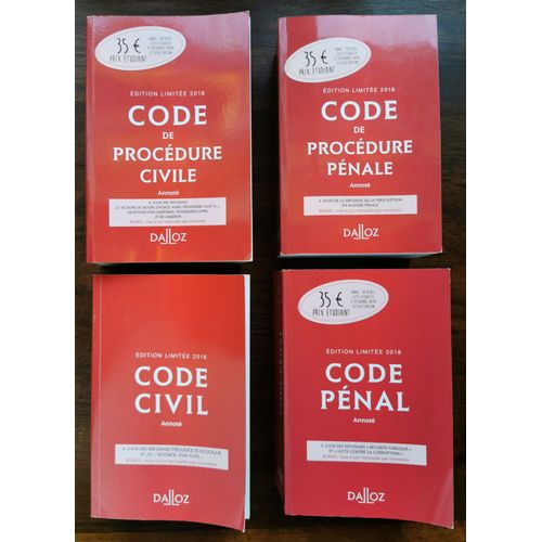 Code De Procdure Civile + Code Civil + Code Pnal + Code De Procdure Pnale - (Edition Limite 2018) - Edition Dalloz
