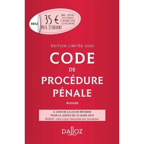 Code De Procdure Pnale Annot 2020    Format Beau livre 