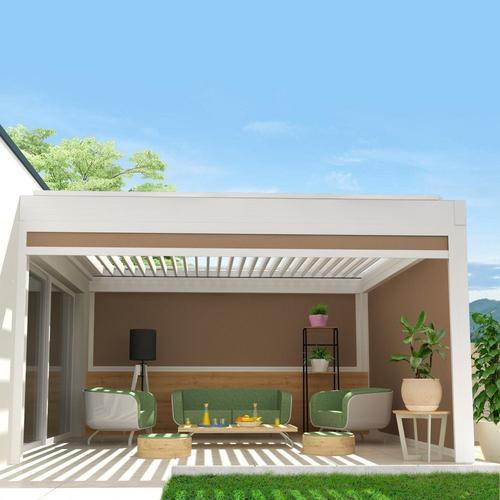 Coffre  Coulisses Pour Pergola Spinelle 5,00x2,50 M - Motoris  Tlcommande - Blanc - Taupe