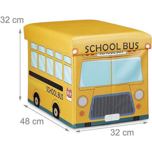 Coffre  Jouets Similicuir Bote Couvercle Tabouret Pouf Enfant Pliable Jaune 13_0000781_4