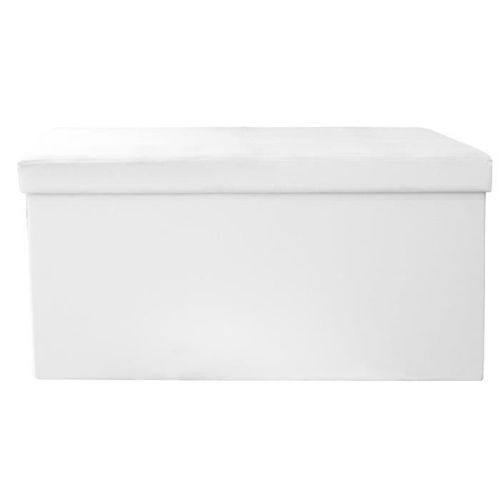 Coffre Banc Pliable En Polyurthane Coloris Blanc - Dim : H 37.5 X L 76 X P 37.5 Cm