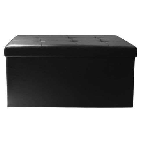 Coffre Banc Pliable En Polyurthane Coloris Noir - Dim : H 37.5 X L 76 X P 37.5 Cm