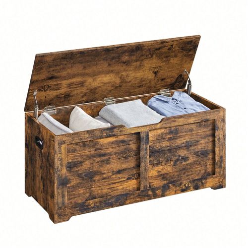 Coffre De Rangement, Avec 2 Charnires De Scurit, 40 X 100 X 46 Cm, Marron Rustique