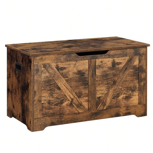 Coffre De Rangement, Avec 2 Charnires De Scurit, Imitation Grange, 40 X 80 X 46 Cm, Marron Rustique
