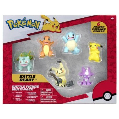 Coffret 6 Pokemon Salamche, Mimiqui, Pikachu, Carapuce, Bulbizarre Toxizap - Figurine De Combat Jouet Garcon