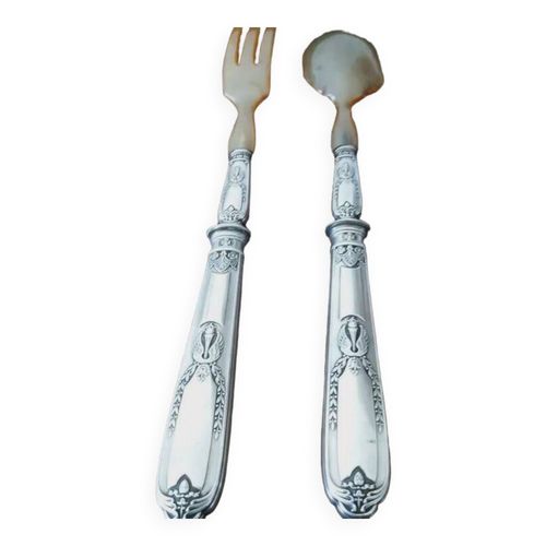 Coffret Crin 2 Anciens Couverts De Service Poinon Ravinet Denfer Argent